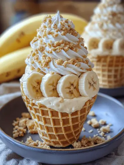 Banana Pudding Cheesecake Cones - The Dessert Delight