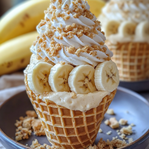 Banana Pudding Cheesecake Cones - The Dessert Delight