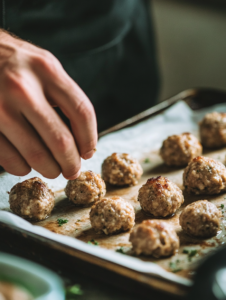 Roll mixture into 1-inch balls and place them on the prepared baking sheet