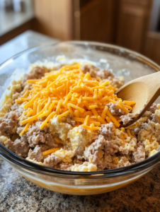 Bisquick mix, shredded cheese, and garlic powder