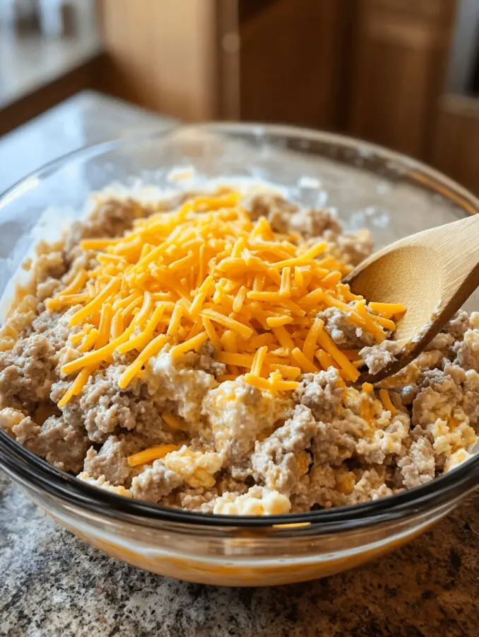 Bisquick mix, shredded cheese, and garlic powder