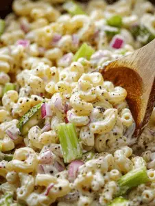 Before serving, give the salad a quick stir. Garnish with fresh dill or parsley and extra pickle slices for a beautiful presentation.