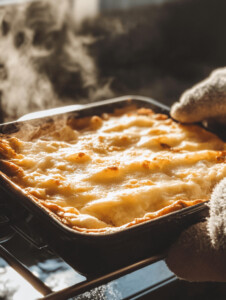 Let the casserole cool for 5 minutes, then