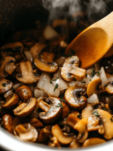 In the same pot, sauté the chopped onio