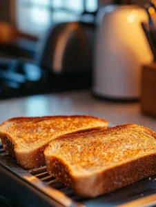 Toast the slices of whole-grain bread until golden