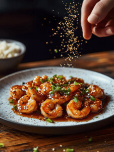 Pour the honey garlic sauce into the pan. Simmer for 2-3 minutes until slightly thickened.