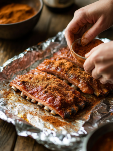 Remove the membrane from the back of the ribs for better seasoning absorption.