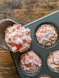 Spoon batter into muffin cups, filling about 3/4 full. Sprinkle tops with coarse sugar.