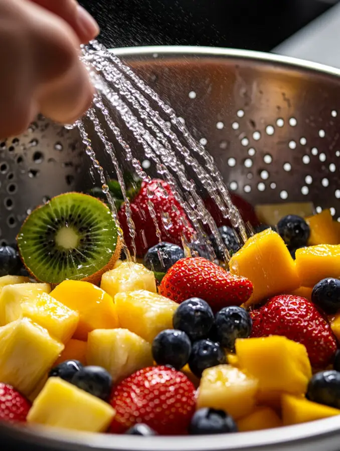 Wash all fruits thoroughly and pat them dry.
