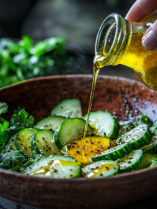 In a small bowl, whisk together olive oil, lemon juice, sea salt, and black pepper to create the dressing.