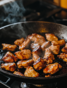 Heat a large skillet or grill pan over medium-high heat. Add the marinated chicken and cook for 6-8 minutes per side until golden brown and fully cooked.