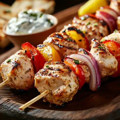 Sizzling Greek Chicken Souvlaki: A Mediterranean Grill Masterpiece