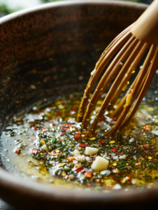 In a large bowl, whisk together olive oil, lemon juice, minced garlic, oregano, thyme, smoked paprika, sea salt, and black pepper to make the marinade.