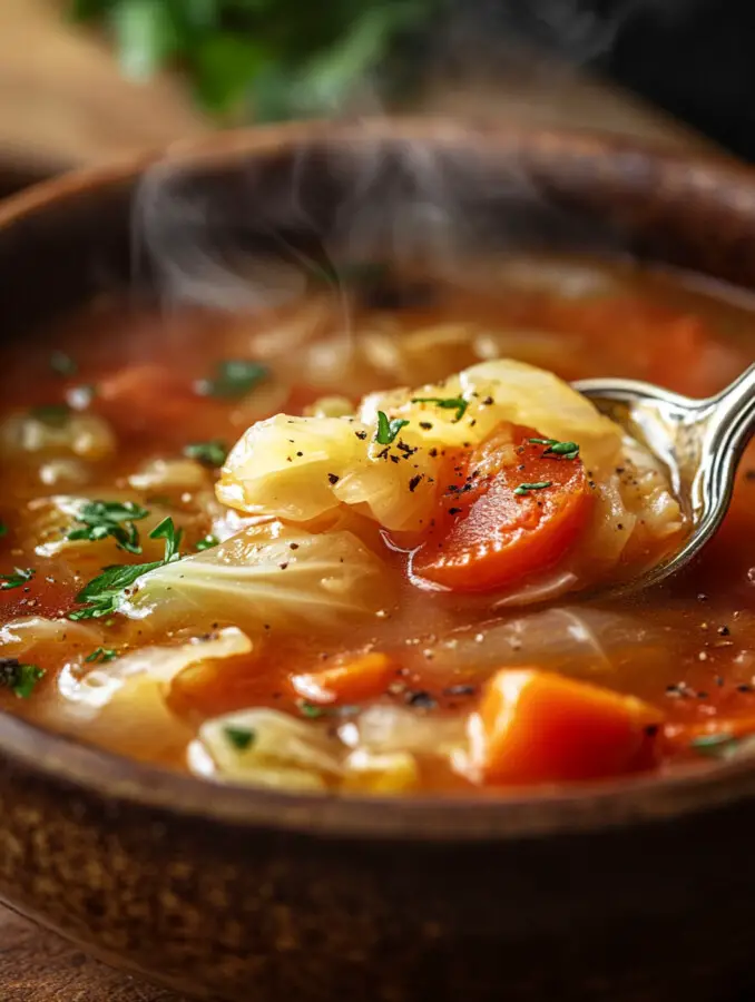 Squeeze fresh lemon juice into the soup, stir well, and adjust the seasoning to taste.
