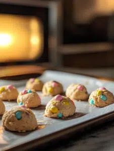 Gradually add the dry ingredients to the wet ingredients, mixing until just combined. Fold in crushed mini eggs and chocolate chips.