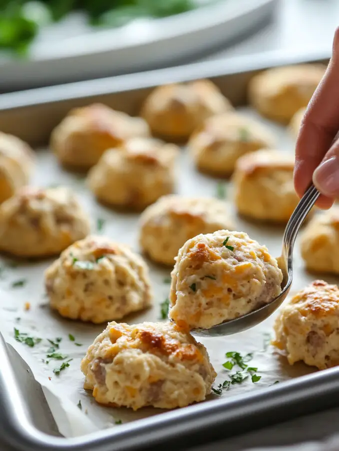 Fold in cooked sausage and shredded cheddar cheese carefully until evenly distributed.