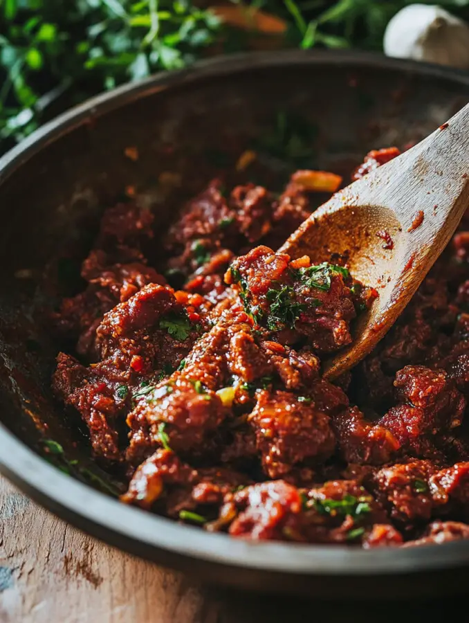 Pour in enough water to cover the meat. Add bay leaves and bring to a simmer. Cover and cook on low heat for 3-4 hours until the meat is tender.