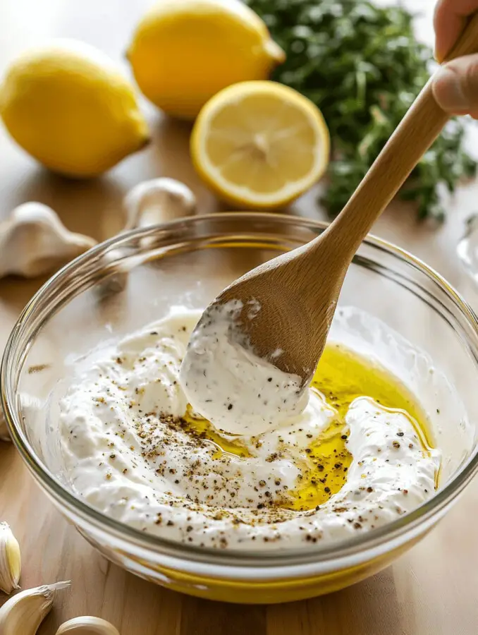 Pour the Greek yogurt marinade over the chicken, ensuring each piece is fully coated.