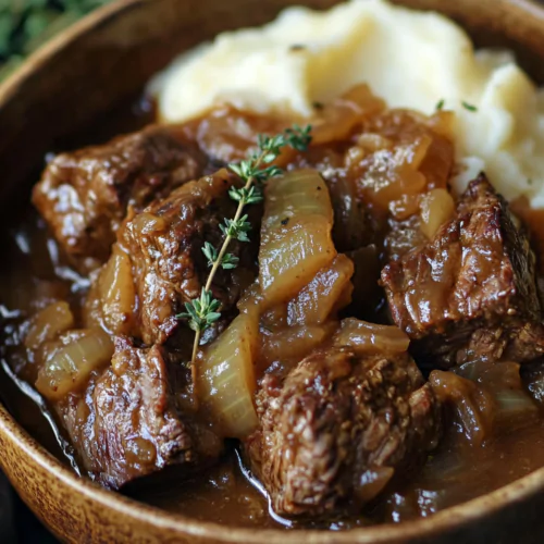 Braised Steak and Onion in Slow Cooker