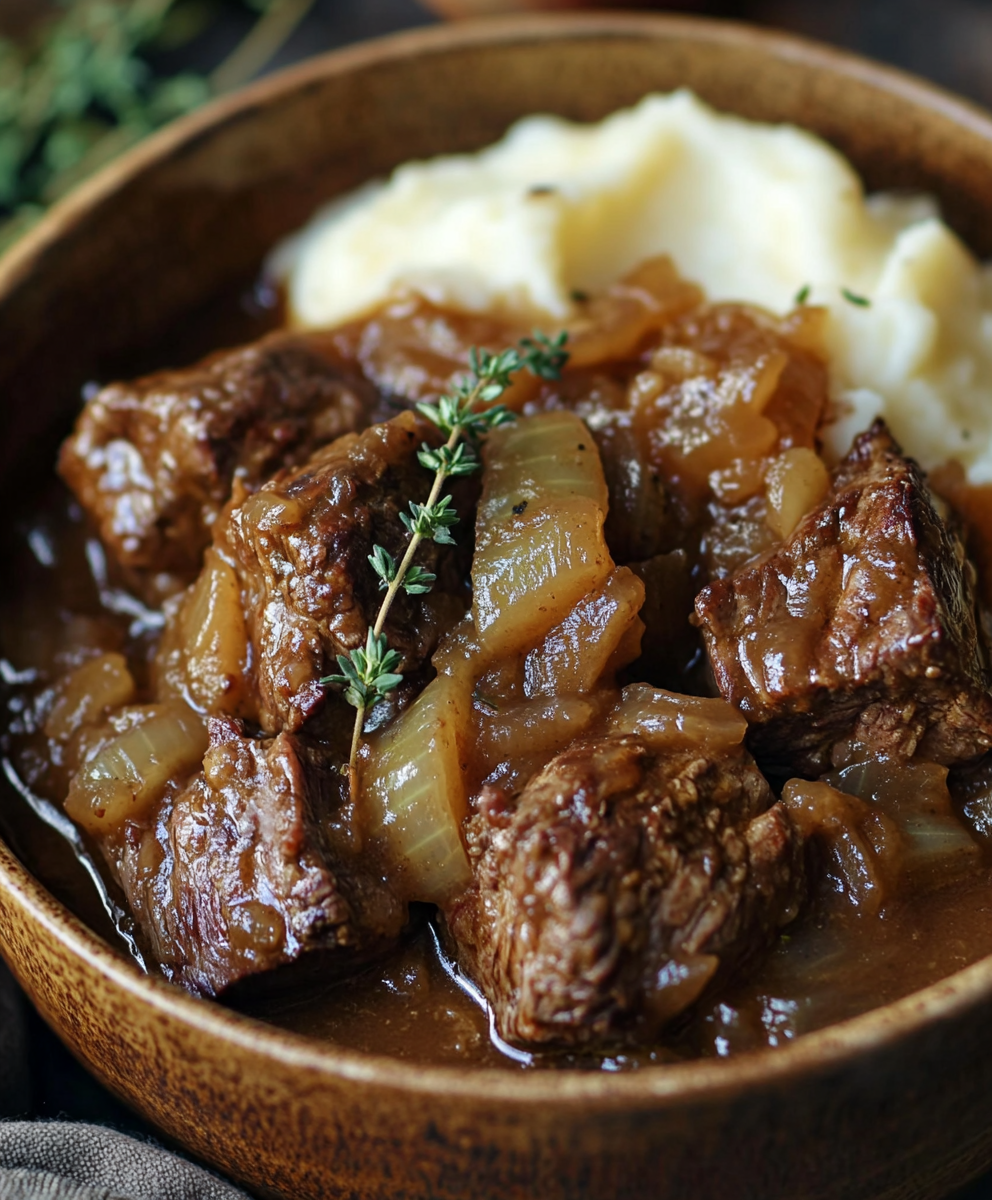 Braised Steak and Onion in Slow Cooker
