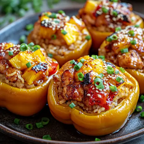 Teriyaki Pineapple Chicken & Rice Stuffed Peppers