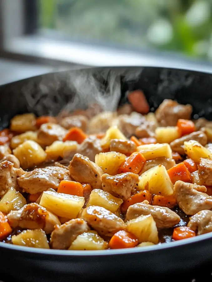 In a large skillet, heat olive oil. Cook diced chicken with garlic powder, salt, and pepper until no longer pink, about 6–8 minutes.
