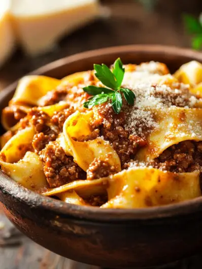 Hearty Pappardelle Bolognese with Slow-Cooked Meat Sauce