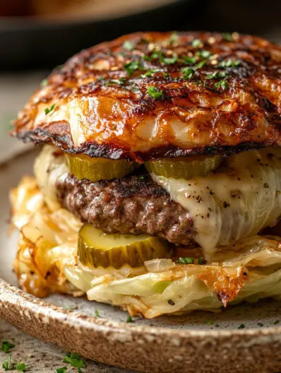 Oven-Baked Cabbage Burger: A Crispy Low-Carb Delight