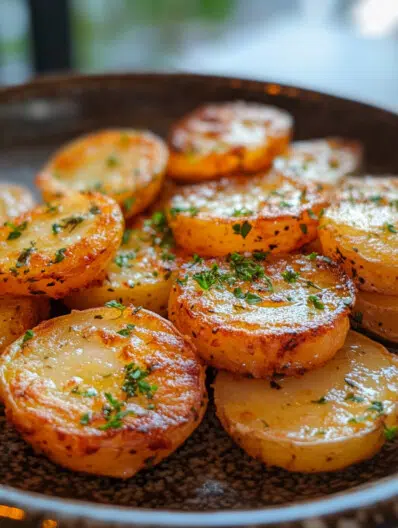 Crispy Roasted Baby Potato Rounds with Parmesan and Herbs