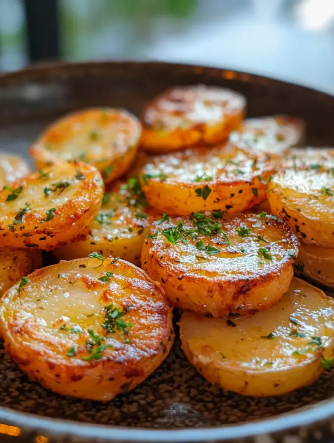 Crispy Roasted Baby Potato Rounds with Parmesan and Herbs