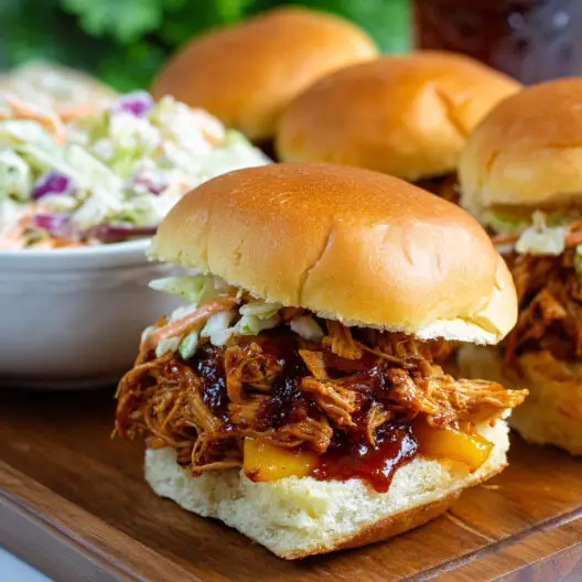 Peach BBQ Pulled Chicken Sliders