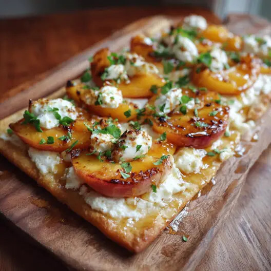 Peach Burrata Flatbread with Hot Honey