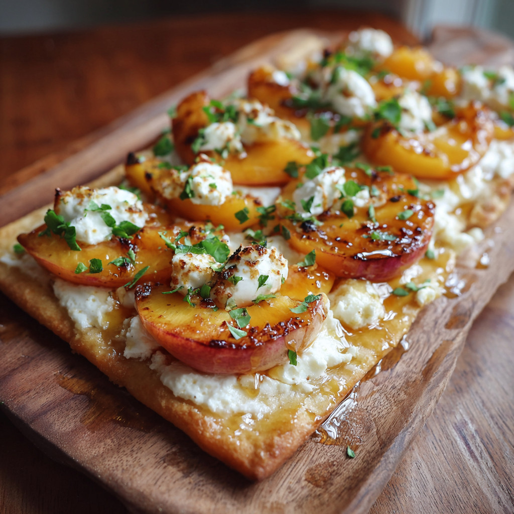 Peach Burrata Flatbread with Hot Honey