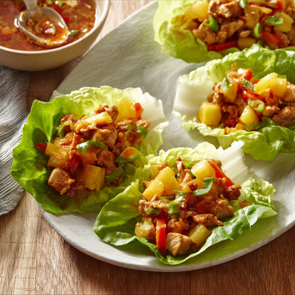 Pineapple Chicken Lettuce Cups
