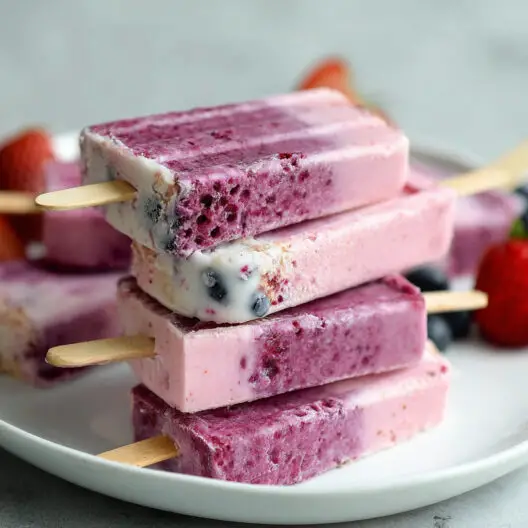 frozen berry yogurt popsicles